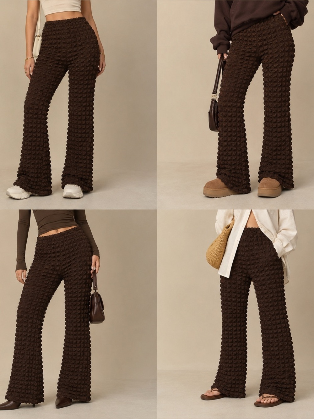 Daisy brown bubble flared pants 3x